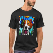 Brittany Spaniel - Colorful Stained Glass Premium_ Tシャツ (正面)