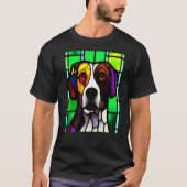 Brittany Spaniel - Colorful Stained Glass Premium_ Tシャツ (正面)
