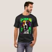 Brittany Spaniel - Colorful Stained Glass Premium_ Tシャツ (正面フル)
