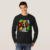 Brittany Spaniel - Colorful Stained Glass Premium Tシャツ (正面フル)