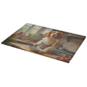 Brittany Spaniel Cooking in Kitchen カッティングボード (角)