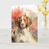 Brittany Spaniel Dog Colorful Garden Path Get Well カード (黄色い花)