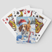 Brittany Spaniel Dog Pointing at Christmas Candy トランプ (裏面)