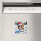 Brittany Spaniel Dog Pointing at Christmas Candy マグネット (インサイチュ (食洗機))