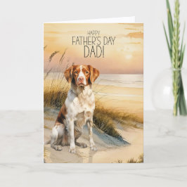 Brittany Spaniel Dog Sunset Beach Father's Day シーズンカード