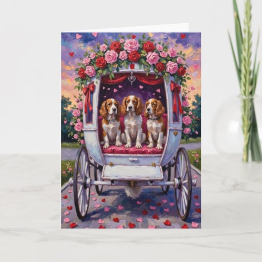 Brittany Spaniel Dog Valentine's Day  カード (正面)