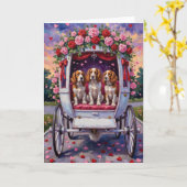 Brittany Spaniel Dog Valentine's Day  カード (黄色い花)