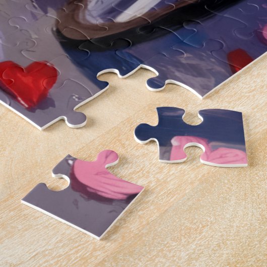 Brittany Spaniel Dog Valentine's Day  ジグソーパズル (側面)