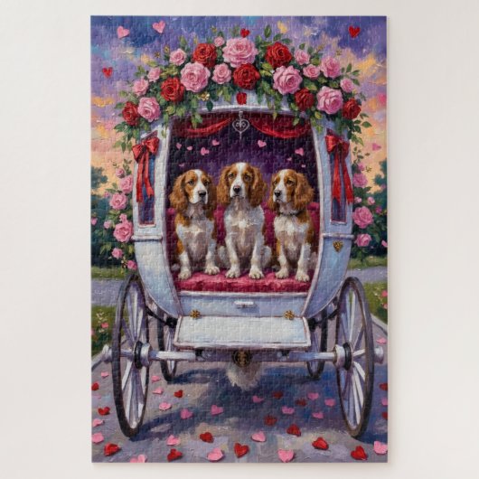 Brittany Spaniel Dog Valentine's Day  ジグソーパズル (縦)
