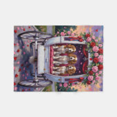 Brittany Spaniel Dog Valentine's Day フリースブランケット (正面(横))