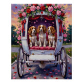 Brittany Spaniel Dog Valentine's Day ポスター (正面)