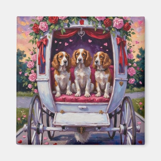 Brittany Spaniel Dog Valentine's Day マグネット (正面)