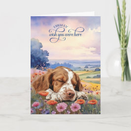 Brittany Spaniel Dog Wildflowers Miss You カード