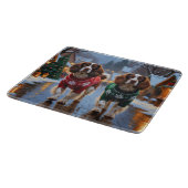 Brittany Spaniel Dogs Christmas Snow Holiday カッティングボード (角)