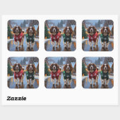 Brittany Spaniel Dogs Christmas Snow Holiday スクエアシール (シート)