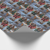 Brittany Spaniel Dogs Christmas Snow Holiday ラッピングペーパー (角)