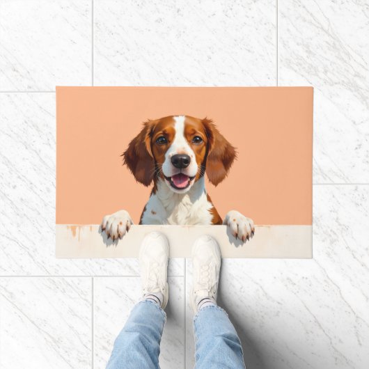Brittany Spaniel Doormat Art ドアマット (室内)