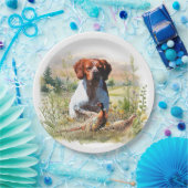 Brittany Spaniel – Field, Focus, Pheasant , Art  ペーパープレート (パーティー)