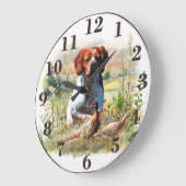 Brittany Spaniel – Field, Focus, Pheasant , Art  ラージ壁時計 (傾斜)