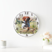 Brittany Spaniel – Field, Focus, Pheasant , Art  ラージ壁時計 (ホーム)