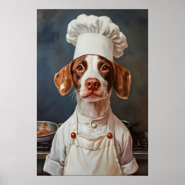 Brittany Spaniel In Chefs Hat Poster, Pet Poster ポスター