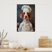 Brittany Spaniel In Chefs Hat Poster, Pet Poster ポスター (キッチン)