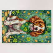 Brittany Spaniel St Patrick’s Day Lucky Dog ジグソーパズル (横)