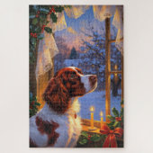 Brittany Spaniel with Christmas Lights Holiday  ジグソーパズル (縦)