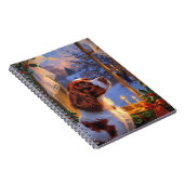 Brittany Spaniel with Christmas Lights Holiday  ノートブック (右側)