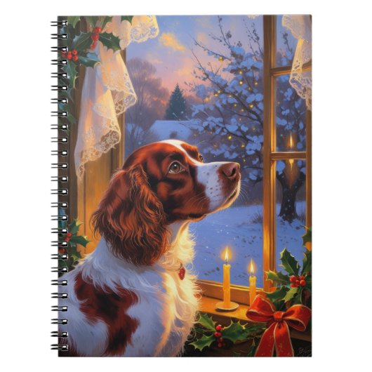 Brittany Spaniel with Christmas Lights Holiday  ノートブック (正面)