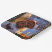 Brittany Spaniel with Christmas Lights Holiday ペーパープレート (傾斜あり)