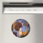 Brittany Spaniel with Christmas Lights Holiday  マグネット (インサイチュ (食洗機))