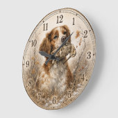 Brittany Spaniel & Woodcock Hunt ラージ壁時計 (傾斜)