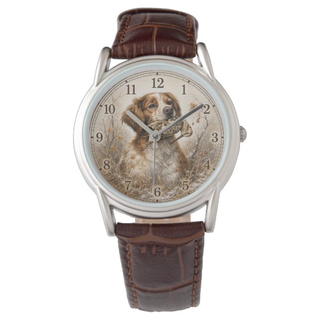 Brittany Spaniel & Woodcock Hunt 腕時計 (正面)