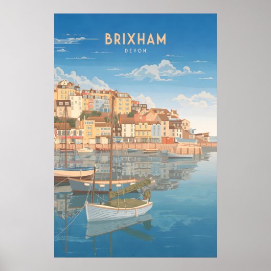 Brixham Devon Seaside Travel Poster ポスター (正面)