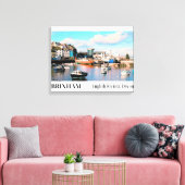 Brixham Harbor, English Riviera, Devon キャンバスプリント (インサイチュ (リビング))