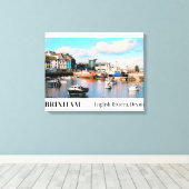 Brixham Harbor, English Riviera, Devon キャンバスプリント (インサイチュ (ウッドフロア))