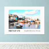 Brixham Harbor, English Riviera, Devon キャンバスプリント (インサイチュ (ウッドフロア))