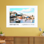 Brixham Harbor, English Riviera, Devon キャンバスプリント (インサイチュ (リビング))