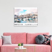 Brixham Harbor, English Riviera, Devon キャンバスプリント (インサイチュ (リビング))