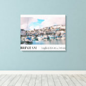 Brixham Harbor, English Riviera, Devon キャンバスプリント (インサイチュ (ウッドフロア))