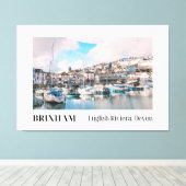 Brixham Harbor, English Riviera, Devon キャンバスプリント (インサイチュ (ウッドフロア))