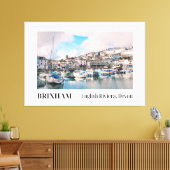 Brixham Harbor, English Riviera, Devon キャンバスプリント (インサイチュ (リビング))