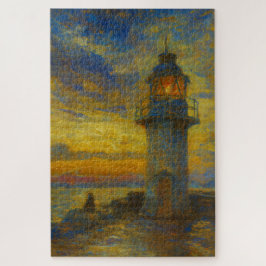 Brixham Harbor Lighthouse Turner Style Art Puzzle ジグソーパズル