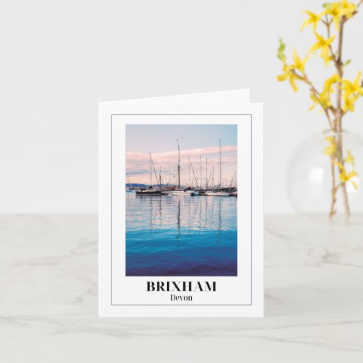 Brixham Marina, English Riviera, Devon カード (黄色い花)