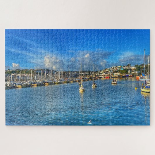 Brixham Marina: Sunny Devon Harbor & Seagull View ジグソーパズル (横)