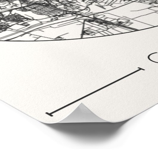 Brno City Map Poster – Minimal Charcoal Design ポスター (角)
