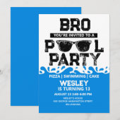 BRO Blue Pool Party Boy Birthday 招待状 (正面/裏面)