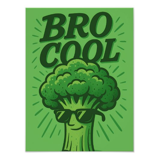 Bro Cool Funny Green Broccoli Design フォトプリント (正面)