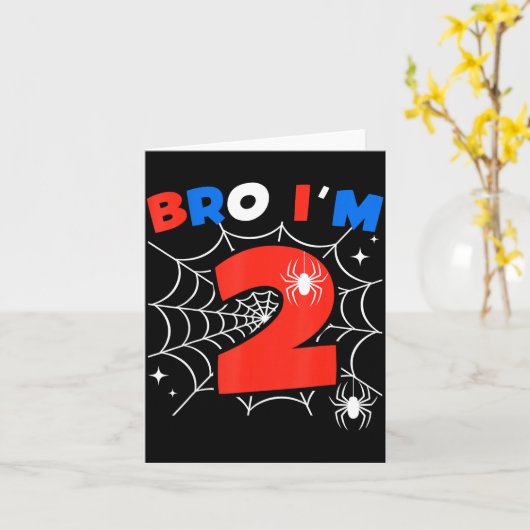 Bro I'm 2 Sder Web Theme 2nd Birthday Party Two Ye カード (黄色い花)